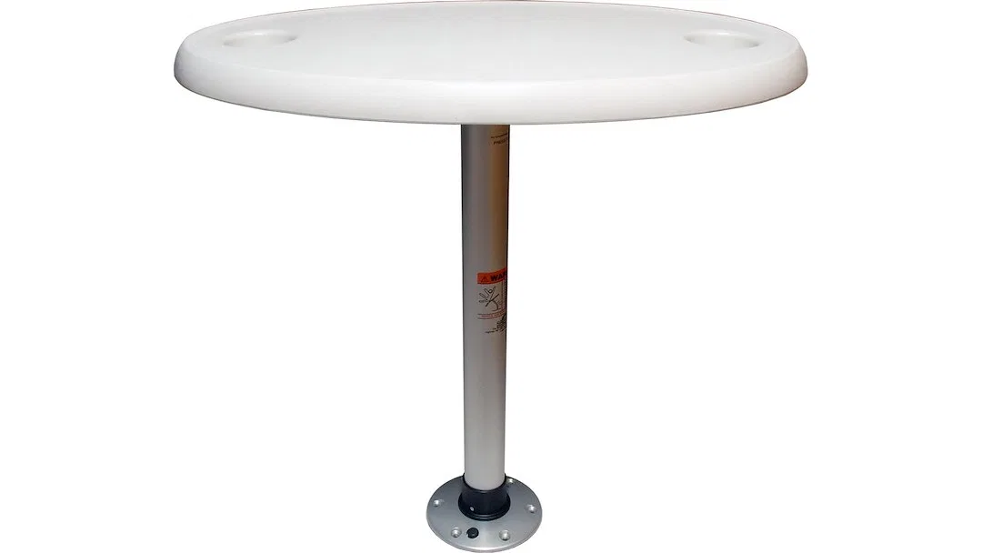 1690106 – SPRINGFIELD Boat Table, Oval 30 Inch Length x 18 Inch Width Table Top 27 Inch Fixed Height Table Pedestal W...